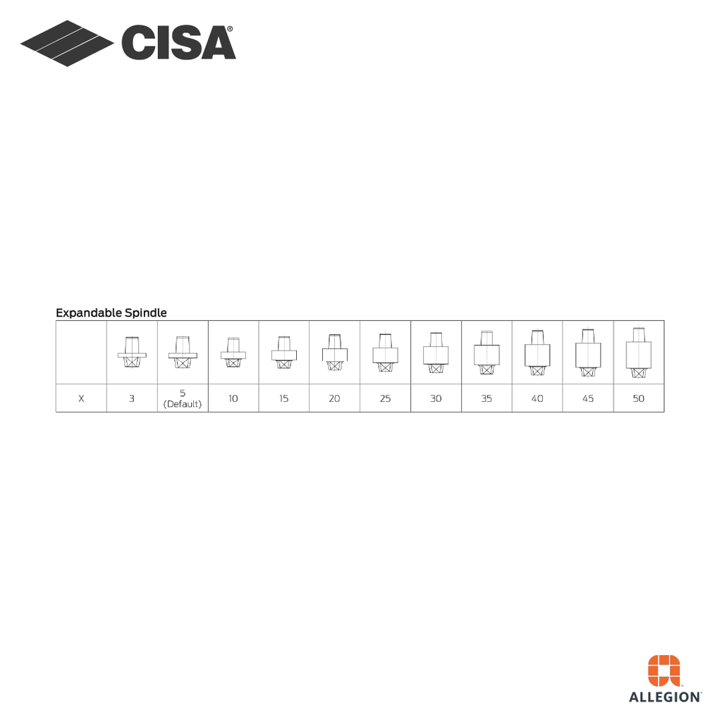 CISA 5004-NHO FLOOR SPRING WITH INTERCHANGEABLE SPINDLE, FOR DOOR WEIGHT UP TO 150KG