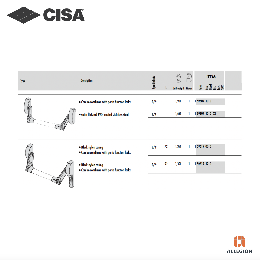 CISA FAST PUSH MORTISE PANIC DEVICE