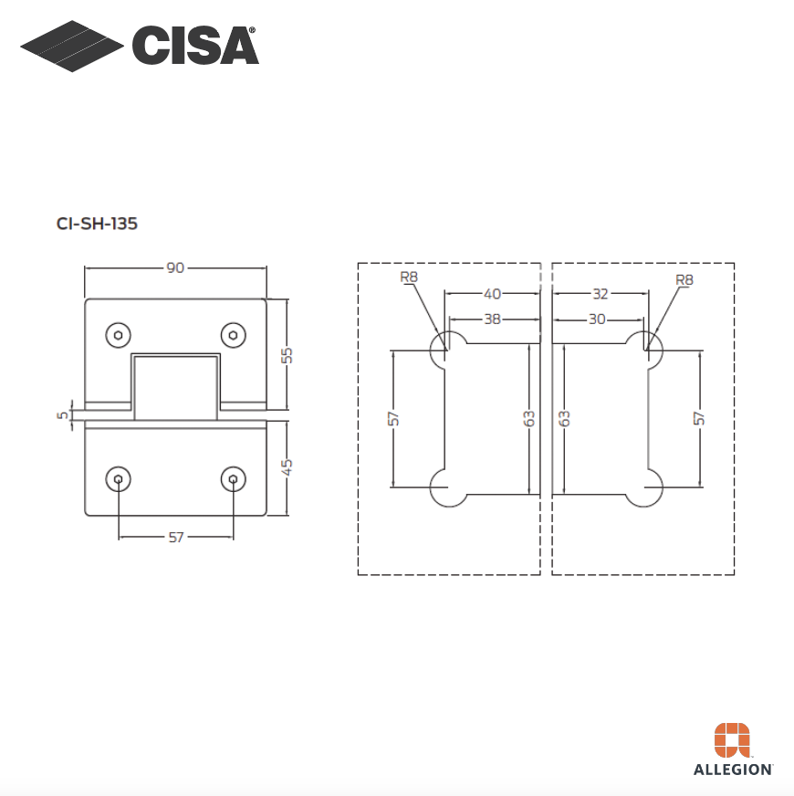 CISA CI-SH-135 SHOWER HINGES