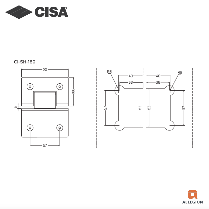 CISA CI-SH-180 SHOWER HINGES