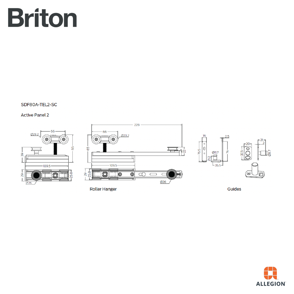BRITON SDF80A-TEL TELESCOPIC SLIDING DOOR GEAR