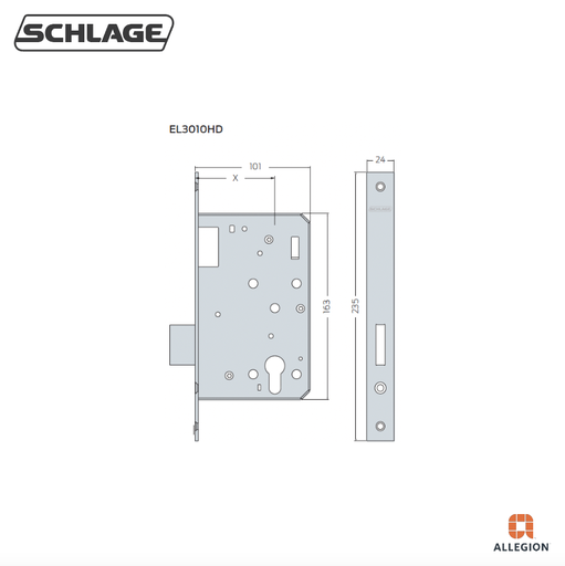 SCHLAGE EL3010HD HEAVY DUTY MORTISE DEADLOCK