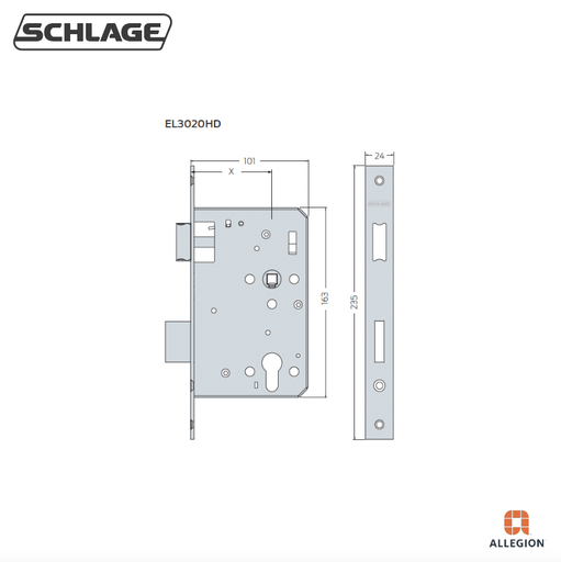 SCHLAGE EL3020HD HEAVY DUTY MORTISE SASHLOCK
