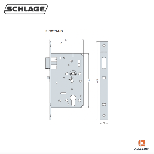 SCHALGE EL3070HD HEAVY DUTY MORTISE CLASSROOM LOCK